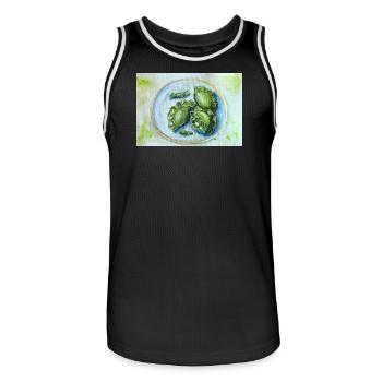 Leuchtend grüne Knödel: Aquarell-Essenskunst - Männer Basketball-Trikot - Schwarz/Weiß - Vorne - AI Model Male 185 dark (185cm)