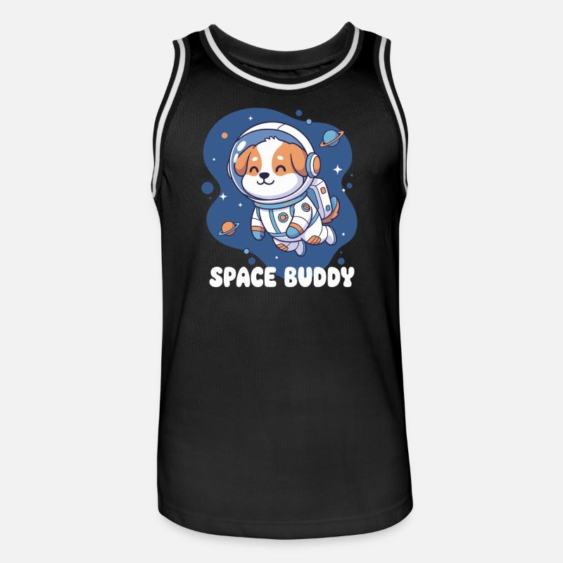 Chien astronaute compagnon de l’espace - Maillot de basket Homme - noir/blanc