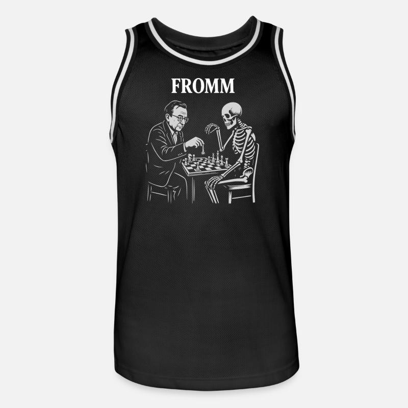 Noir-Schach: Erich Fromm-Psychoanalyse vs. Skelett - Männer Basketball-Trikot - Schwarz/Weiß