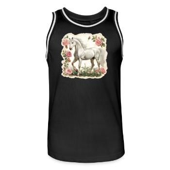 Fleurs vintage pour chevaux - Maillot de basket Homme - noir/blanc - Devant - AI Model Male 185 dark (185cm)
