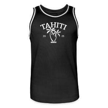 Tahiti - Palmiers - Palmiers - Polynésie française Beach - Maillot de basket Homme - noir/blanc - Devant - AI Model Male 185 dark (185cm)