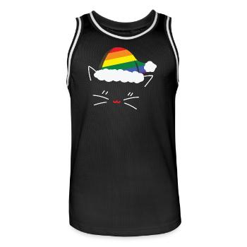 Katze Katzenliebhaber Regenbogen LGBT Katzen - Männer Basketball-Trikot - Schwarz/Weiß - Vorne - AI Model Male 185 dark (185cm)