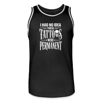 Je ne savais pas que ces tatouages étaient permanents - Maillot de basket Homme - noir/blanc - Devant - AI Model Male 185 dark (185cm)