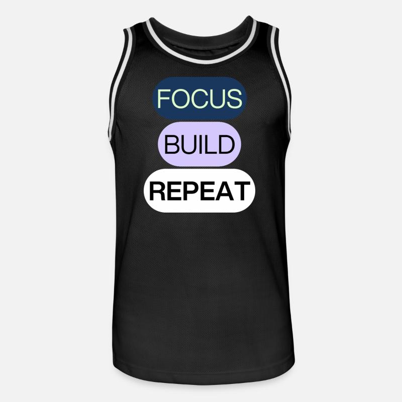 Focus, Build, Repeat – Creator Mindset - Männer Basketball-Trikot - Schwarz/Weiß