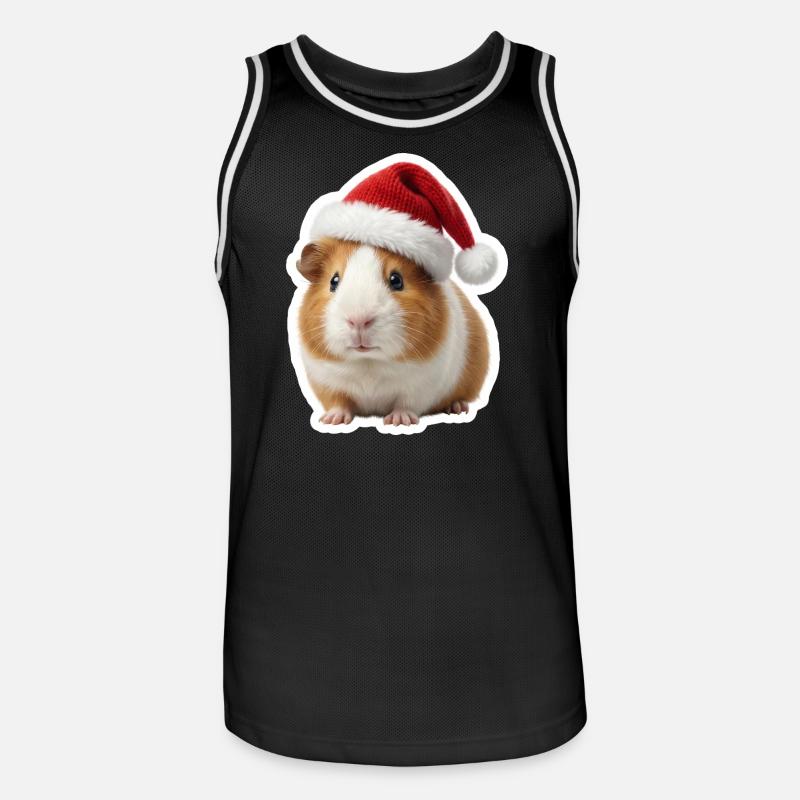 Petit chapeau de Noël en forme de cochon d’Inde mignon - Maillot de basket Homme - noir/blanc