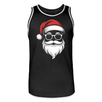 Père Noël avec lunettes de soleil et casquette - Maillot de basket Homme - noir/blanc - Devant - AI Model Male 185 dark (185cm)