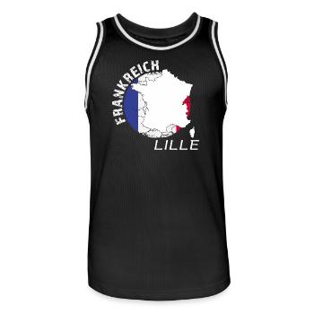 Lille - Men's Basketball Jersey - black/white - Front - AI Model Male 185 dark (185cm)