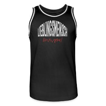 Favorite person - Men's Basketball Jersey - black/white - Front - AI Model Male 185 dark (185cm)