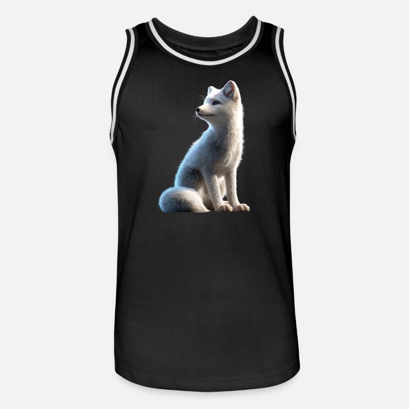 Polarfuchs Schneefuchs Eisfuchs Süßer Weißer Fuchs - Männer Basketball-Trikot - Schwarz/Weiß