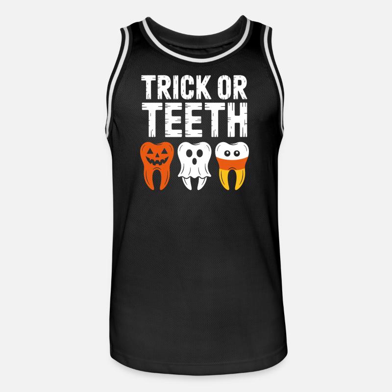 Trick oder Teeth Halloween-T-Shirt - Männer Basketball-Trikot - Schwarz/Weiß
