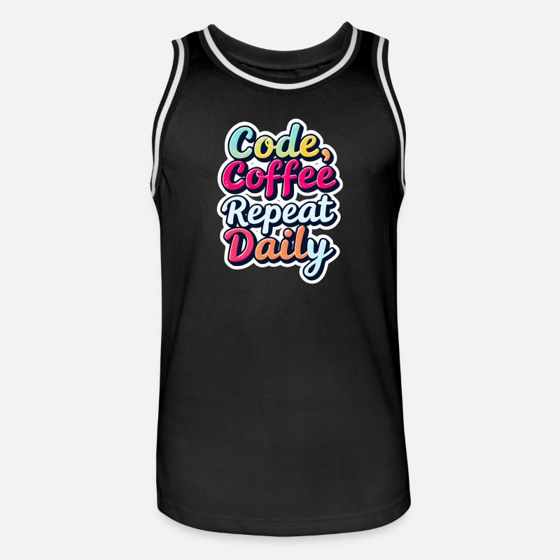 Code Schlaf Debug Wiederholungsprogramm Shirt - Männer Basketball-Trikot - Schwarz/Weiß