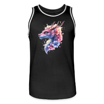Dragon Fleur Bleu - Maillot de basket Homme - noir/blanc - Devant - AI Model Male 185 dark (185cm)
