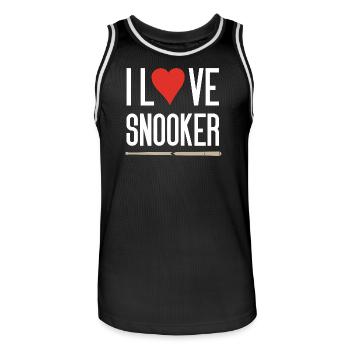 I Love Snooker - Men's Basketball Jersey - black/white - Front - AI Model Male 185 dark (185cm)