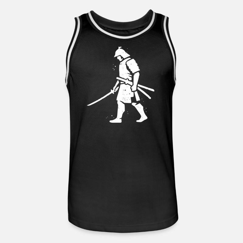 Wandernder Ronin Samurai Hut Vektor - Männer Basketball-Trikot - Schwarz/Weiß