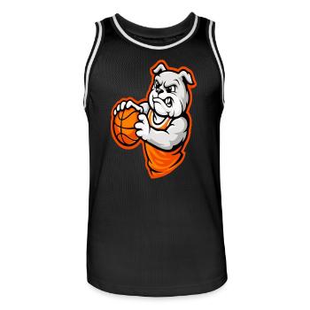 Power Basketball Bulldog Mascot - Men's Basketball Jersey - black/white - Front - AI Model Male 185 dark (185cm)