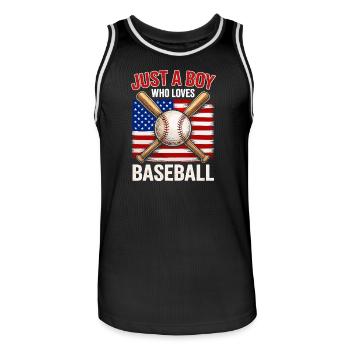 Boy loves baseball and flag - Men's Basketball Jersey - black/white - Front - AI Model Male 185 dark (185cm)