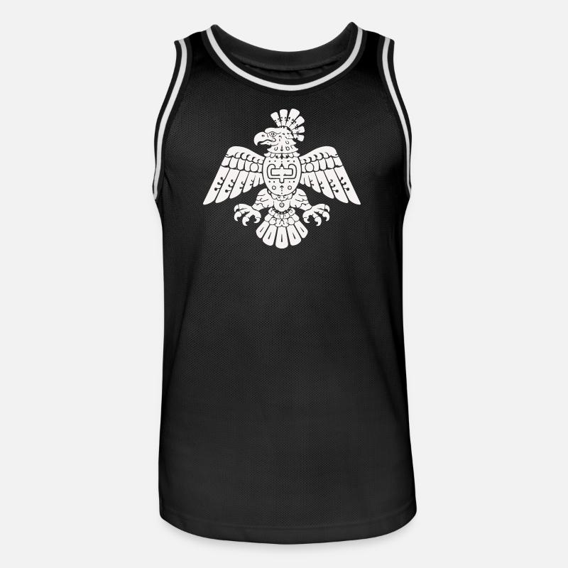 Aztec Eagle Totem Pattern - Men's Basketball Jersey - black/white