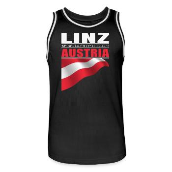 Linz - Men's Basketball Jersey - black/white - Front - AI Model Male 185 dark (185cm)