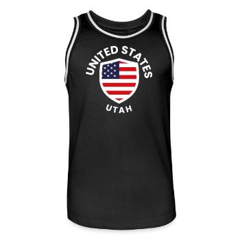 Bouclier des États-Unis de l’Utah - Maillot de basket Homme - noir/blanc - Devant - AI Model Male 185 dark (185cm)