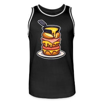 Raclette with Melting Mountain Cheese and Fondue - Men's Basketball Jersey - black/white - Front - AI Model Male 185 dark (185cm)