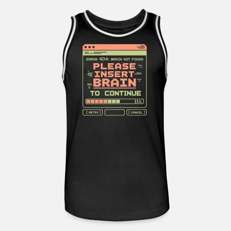 Error 404 Brain Not Found Pixel Design - Men's Basketball Jersey - black/white