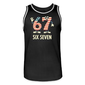 US Flag 67 Memes Six Seven - Männer Basketball-Trikot - Schwarz/Weiß - Vorne - AI Model Male 185 dark (185cm)