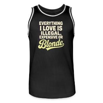 Everything I Love Illegal Expensive Blonde Männer - Männer Basketball-Trikot - Schwarz/Weiß - Vorne - AI Model Male 185 dark (185cm)