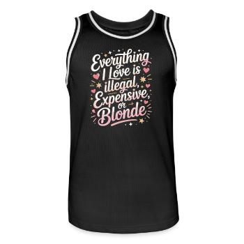 Everything I Love Illegal Expensive Blonde Männer - Männer Basketball-Trikot - Schwarz/Weiß - Vorne - AI Model Male 185 dark (185cm)