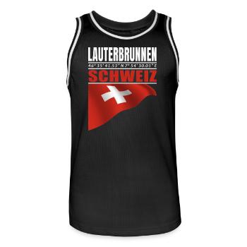 Lauterbrunnen - Männer Basketball-Trikot - Schwarz/Weiß - Vorne - AI Model Male 185 dark (185cm)