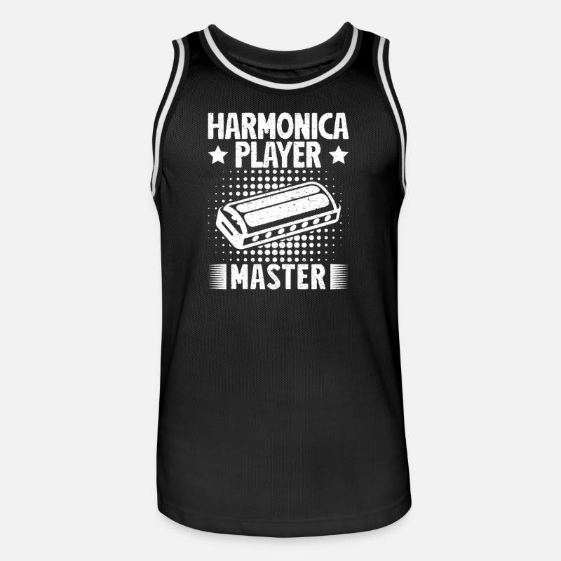 Harmonica Musican Player Master Harmonica - Men's Basketball Jersey - black/white
