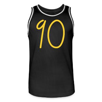 90 - Männer Basketball-Trikot - Schwarz/Weiß - Vorne - AI Model Male 185 dark (185cm)