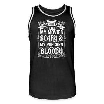 Horror Fan: Filme, Blut, Popcorn - Männer Basketball-Trikot - Schwarz/Weiß - Vorne - AI Model Male 185 dark (185cm)