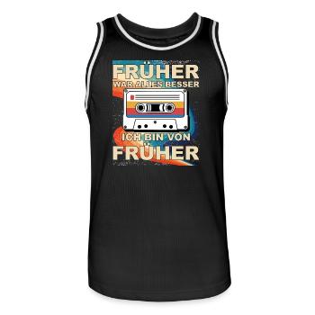 Everything was better in the past - I'm from before - Men's Basketball Jersey - black/white - Front - AI Model Male 185 dark (185cm)