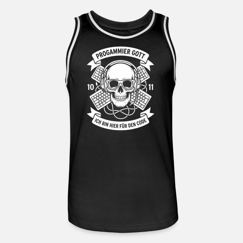 Code Schädel mit Kopfhörern - Männer Basketball-Trikot - Schwarz/Weiß