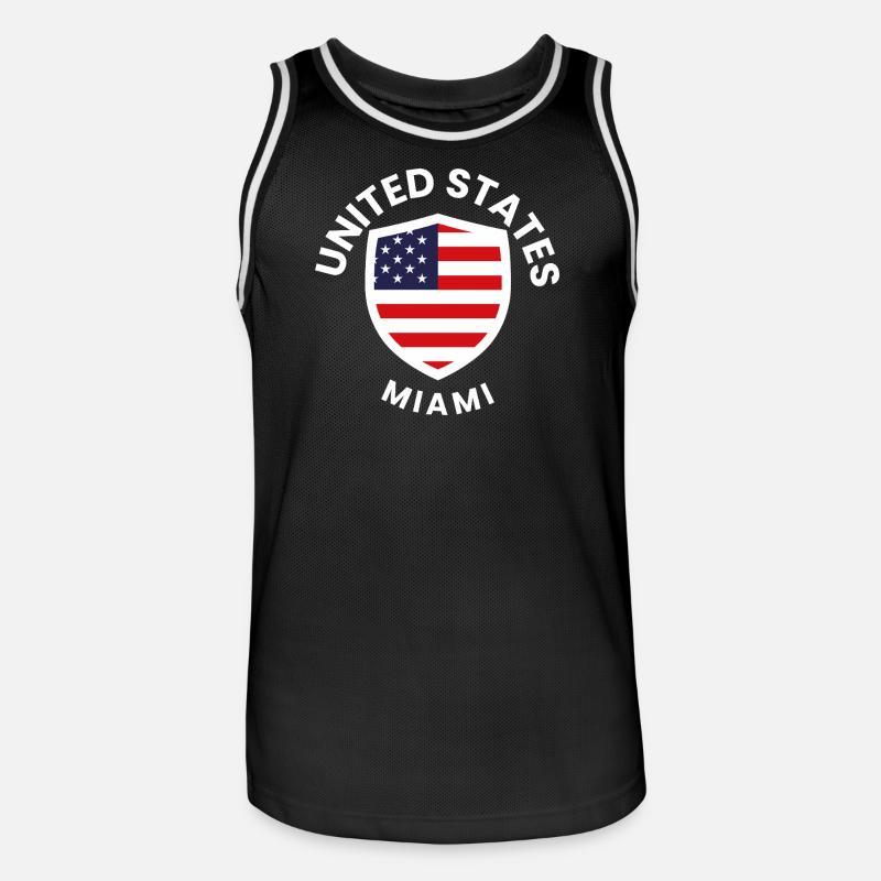 Bouclier du drapeau de Miami - Maillot de basket Homme - noir/blanc