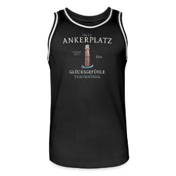 Mein Ankerplatz Travemünde Leuchtturm, Zeichnung - Männer Basketball-Trikot - Schwarz/Weiß - Vorne - AI Model Male 185 dark (185cm)