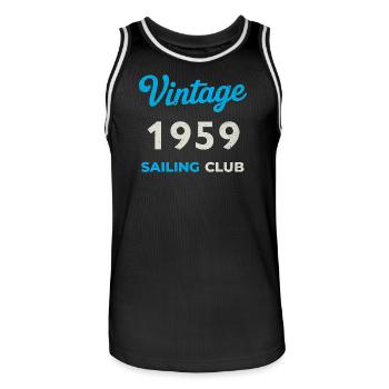 Millésime 1959 – Année de naissance rétro du Yachting Club - Maillot de basket Homme - noir/blanc - Devant - AI Model Male 185 dark (185cm)
