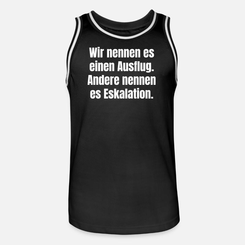 Ausflug oder Eskalation Typografie - Männer Basketball-Trikot - Schwarz/Weiß