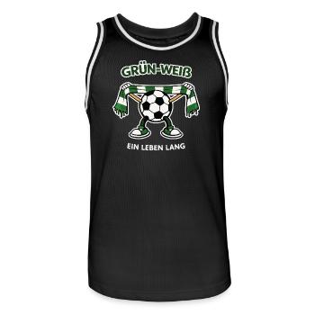 Grün-Weiß – Ein Leben lang | Fußball Fan Shirt - Männer Basketball-Trikot - Schwarz/Weiß - Vorne - AI Model Male 185 dark (185cm)