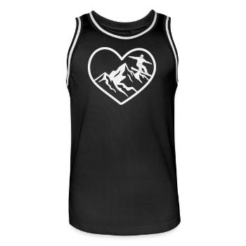 Herz, Berge und Snowboarder - Männer Basketball-Trikot - Schwarz/Weiß - Vorne - AI Model Male 185 dark (185cm)
