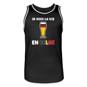 La Vie Belge Verre Bière Stylisé - Maillot de basket Homme - noir/blanc - Devant - AI Model Male 185 dark (185cm)