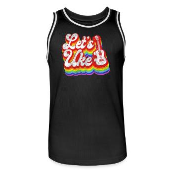 Hawaiian Ukulele Uke Retro Vintage - Men's Basketball Jersey - black/white - Front - AI Model Male 185 dark (185cm)
