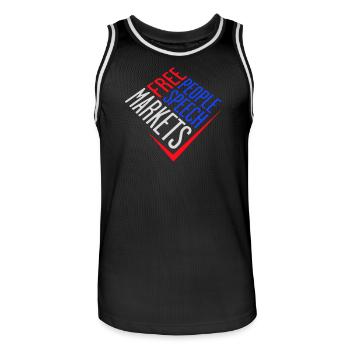Free Speech Markets People Libertär Freiheit Logo - Männer Basketball-Trikot - Schwarz/Weiß - Vorne - AI Model Male 185 dark (185cm)
