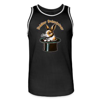 Rabbit in a Top Hat: Toddler Entertainer - Men's Basketball Jersey - black/white - Front - AI Model Male 185 dark (185cm)