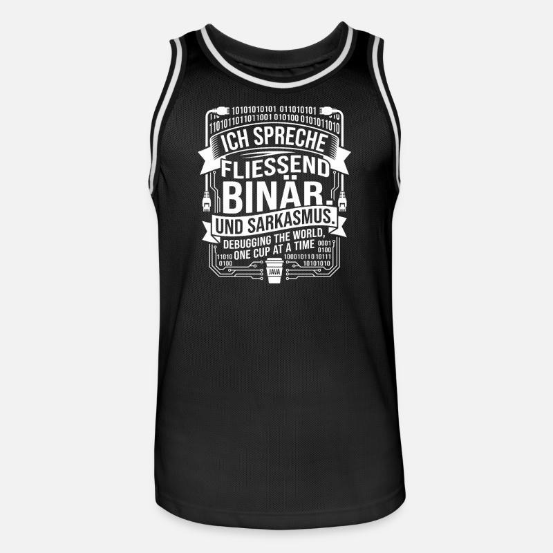 Coding Binärer Kaffee Sarkasmus - Männer Basketball-Trikot - Schwarz/Weiß