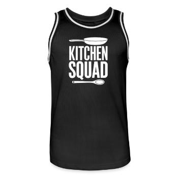 Kitchen Squad Cooking Team Kitchen Crew Amateur Chefs - Men's Basketball Jersey - black/white - Front - AI Model Male 185 dark (185cm)