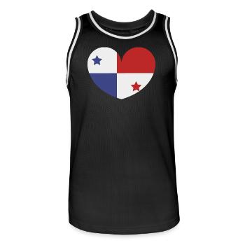 Drapeau du cœur du Panama - Maillot de basket Homme - noir/blanc - Devant - AI Model Male 185 dark (185cm)