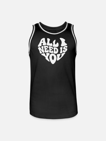 All I Need Is You - Valentine White Heart - Men's Basketball Jersey - black/white