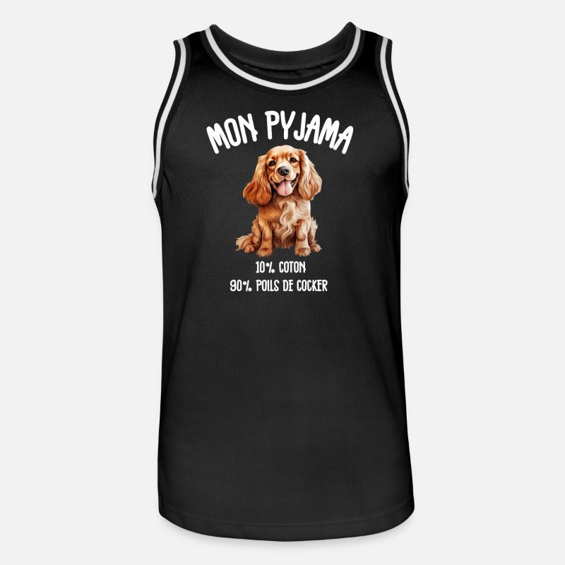 Cocker Spaniel Hundehaar-Pyjamas - Männer Basketball-Trikot - Schwarz/Weiß