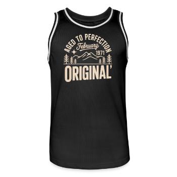 février 1971 – Légende des sommets et montagnes - Maillot de basket Homme - noir/blanc - Devant - AI Model Male 185 dark (185cm)
